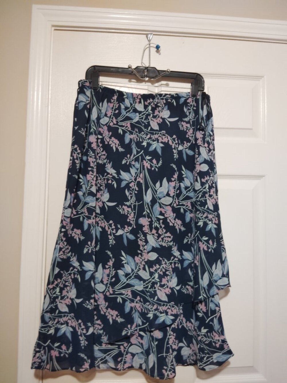 KSL women's Floral High -low skirt size 16w navy blue pink floral Layered skirt